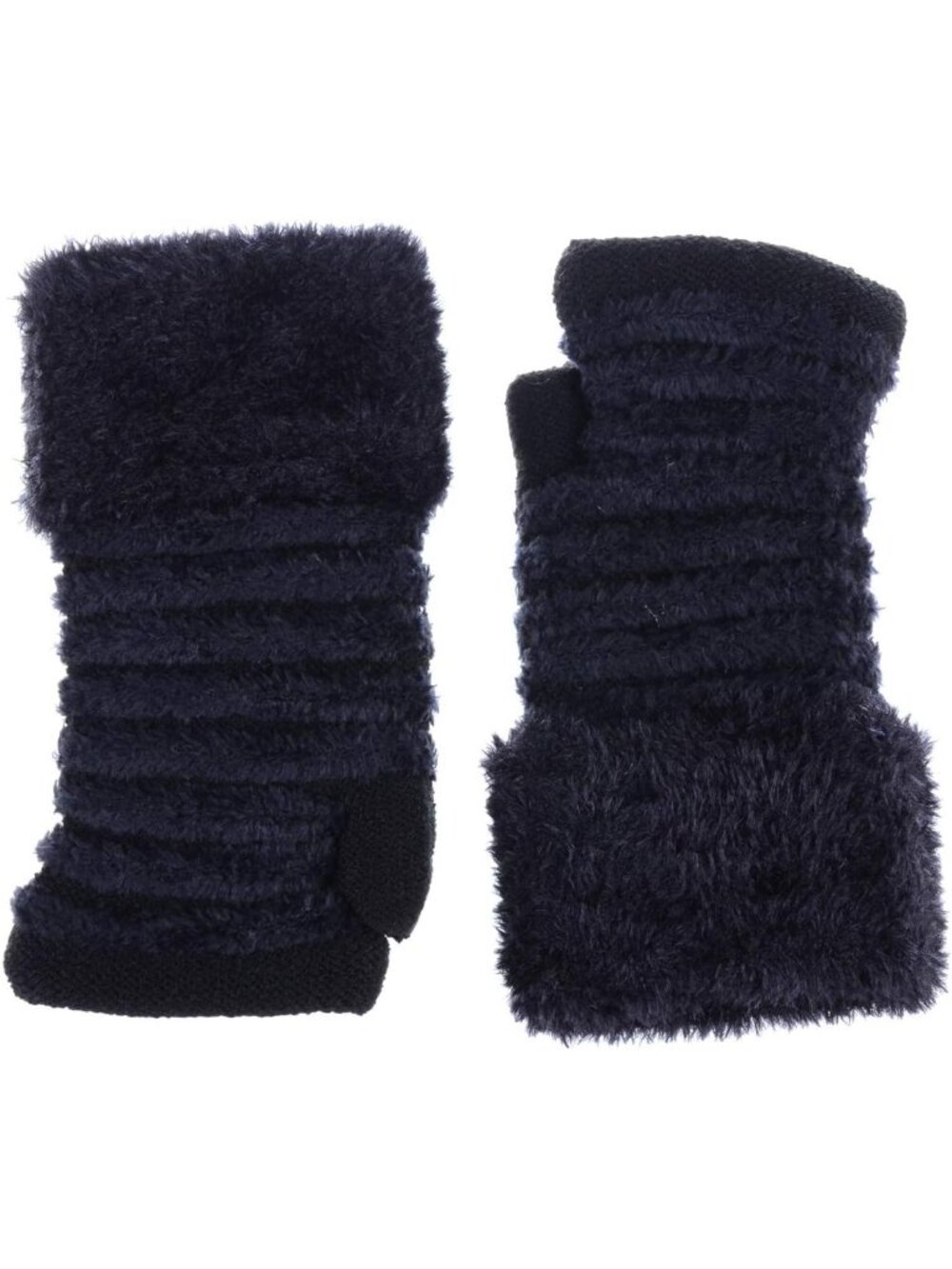 Women's Black Lines Winter Knit Fingerless Fashion Fleece Lined Assorted Gloves